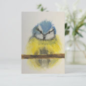 Gele en blauwe kaart voor vogels met envelop (Staand voorkant)