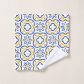 Gele en blauwe mediterrane tegels bad handdoek (Wasdoekje)