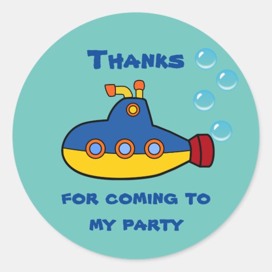 Gele en blauwe onderzeeër van de Speelgoed Ronde Sticker (Voorkant)