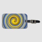 Gele en blauwe spiraal bagagelabel (Voorkant (horizontaal))