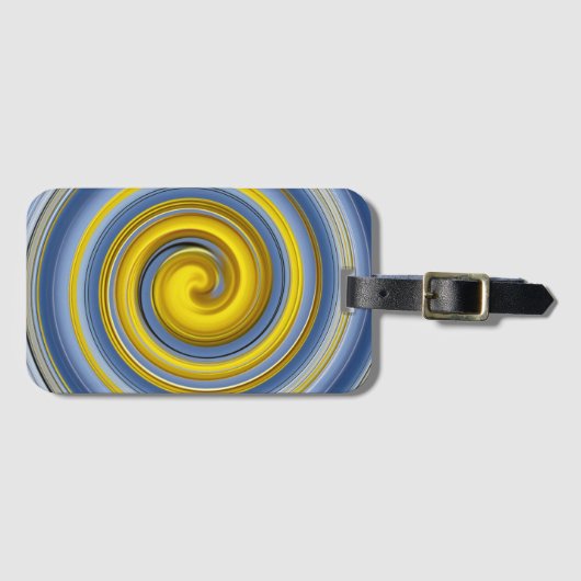 Gele en blauwe spiraal bagagelabel (Voorkant (horizontaal))