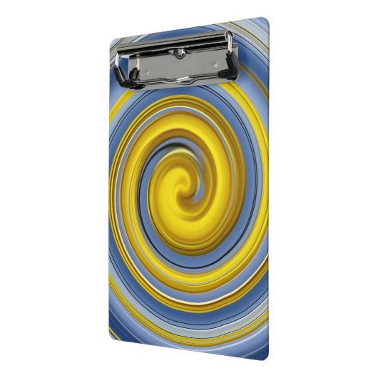 Gele en blauwe spiraal mini klembord (Angled2)