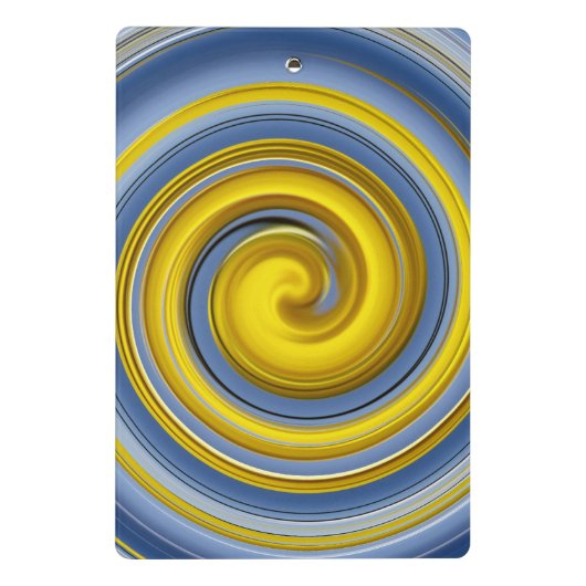 Gele en blauwe spiraal mini klembord (Achterkant)