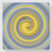 Gele en blauwe spiraal stenen onderzetter (Voorkant)