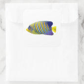 Gele en Blauwe Streep Tropische Vis Vierkante Sticker (Tas)