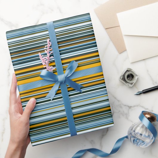 Gele en blauwe strepen cadeaupapier (Geschenken)