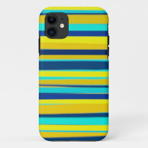 Gele en blauwe strepen grafische kunst iPhone 11 hoesje
