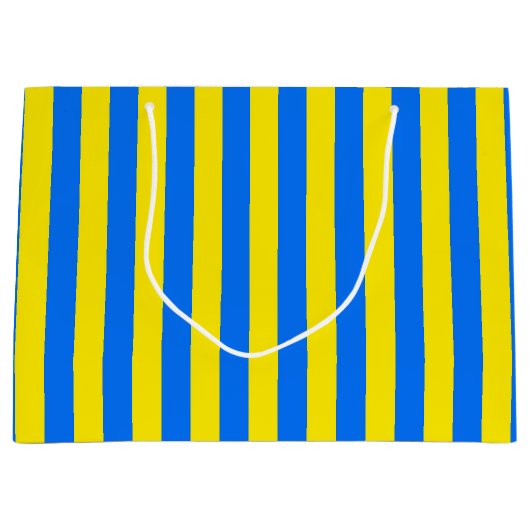 Gele en blauwe strepen groot cadeauzakje (Voorkant)