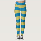 gele en blauwe strepen leggings (Voorkant)