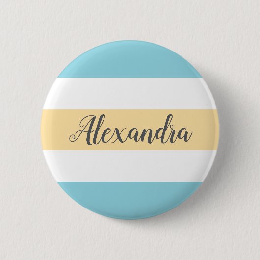  gele en blauwe strepen ronde button 5,7 cm (Voorkant)