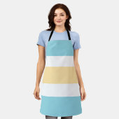 Gele en blauwe strepen schort (Gedragen)