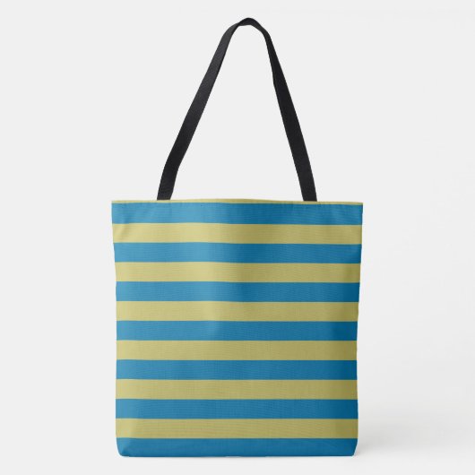 gele en blauwe strepen tote bag (Voorkant)