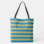 gele en blauwe strepen tote bag (Achterkant)
