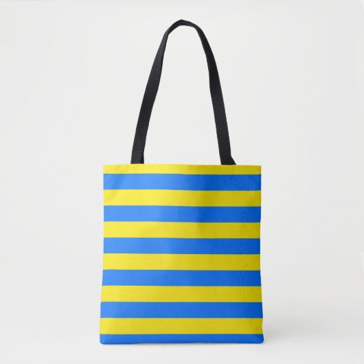 Gele en blauwe strepen tote bag (Voorkant)