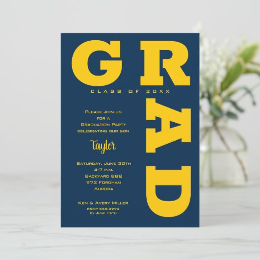 Gele en blauwe studiepoort kaart (Staand voorkant)