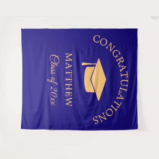 Gele en blauwe studiepoort wandkleed (Voorkant (horizontaal))