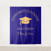 Gele en blauwe studiepoort wandkleed (Voorkant)