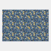 Gele en blauwe takken en bloesems inpakpapier vel (Voorkant 2)