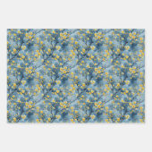 Gele en blauwe takken en bloesems inpakpapier vel (Voorkant)