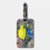 Gele en Blauwe Tang Vis Bagagelabel (Achterkant verticaal)