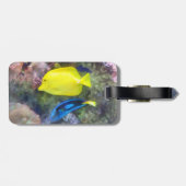 Gele en Blauwe Tang Vis Bagagelabel (Achterkant horizontaal)