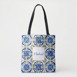 Gele En Blauwe Tegel Zomer Trip Tote Bag