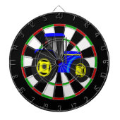 Gele en blauwe tractor dartbord (Voorkant)