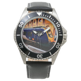 Gele en blauwe trein horloge