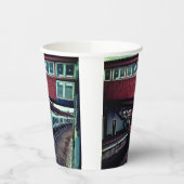 Gele en blauwe trein papieren bekers (Links)