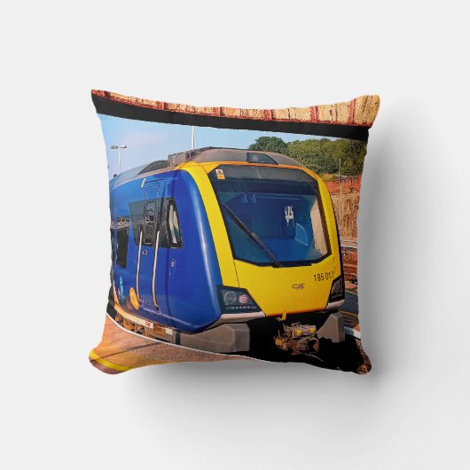 Gele en blauwe trein, Sheffield Kussen (Voorkant)