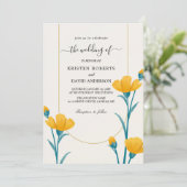 gele en blauwe trouwuitnodiging kaart (Staand voorkant)