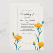 gele en blauwe trouwuitnodiging kaart (Voorkant / Achterkant)