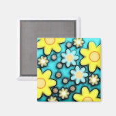 Gele en blauwe ventilatorkracht art magneet (Voorkant / Achterkant)