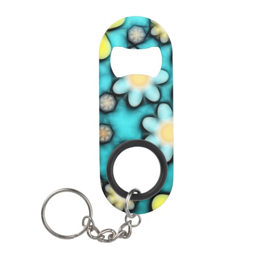 Gele en blauwe ventilatorkracht art mini flessenopener (Voorkant)