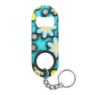 Gele en blauwe ventilatorkracht art mini flessenopener