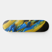 Gele en blauwe verf op zwart persoonlijk skateboard (Horizontaal)