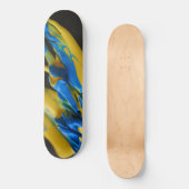 Gele en blauwe verf op zwart persoonlijk skateboard (Voorkant)
