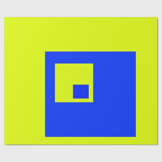 Gele en blauwe vierkanten cadeaupapier (Vlak)