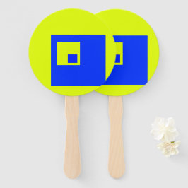 Gele en blauwe vierkanten handwaaier