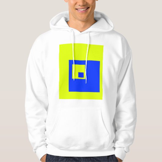 Gele en blauwe vierkanten hoodie (Voorkant)