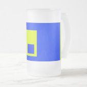 Gele en blauwe vierkanten matglas bierpul (Voorkant rechts)