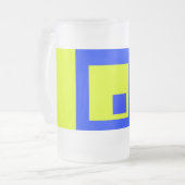 Gele en blauwe vierkanten matglas bierpul (Voorkant links)