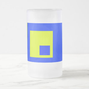 Gele en blauwe vierkanten matglas bierpul