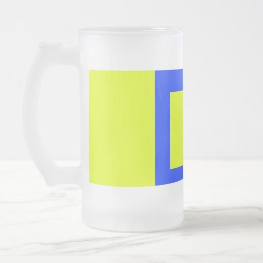 Gele en blauwe vierkanten matglas bierpul (Links)