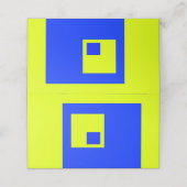 Gele en blauwe vierkanten plaatskaartje (Buitenkant ongevouwen)