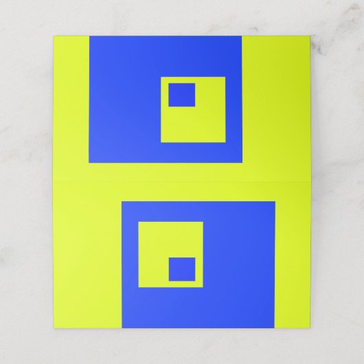 Gele en blauwe vierkanten plaatskaartje (Buitenkant ongevouwen)