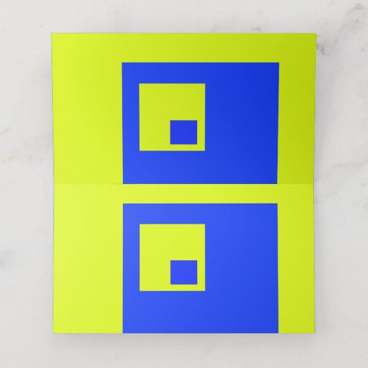 Gele en blauwe vierkanten plaatskaartje (Binnenkant ongevouwen)