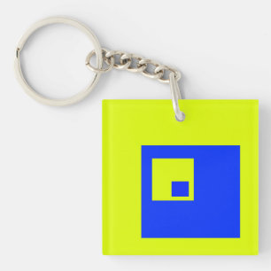 Gele en blauwe vierkanten sleutelhanger
