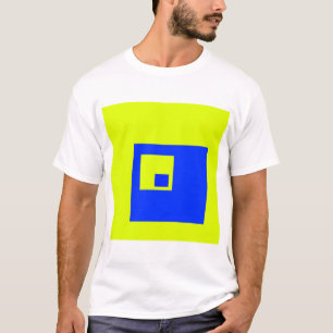 Gele en blauwe vierkanten t-shirt