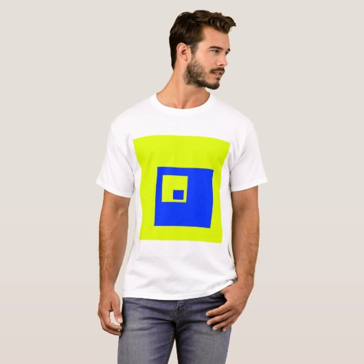 Gele en blauwe vierkanten t-shirt (Voorkant volledig)